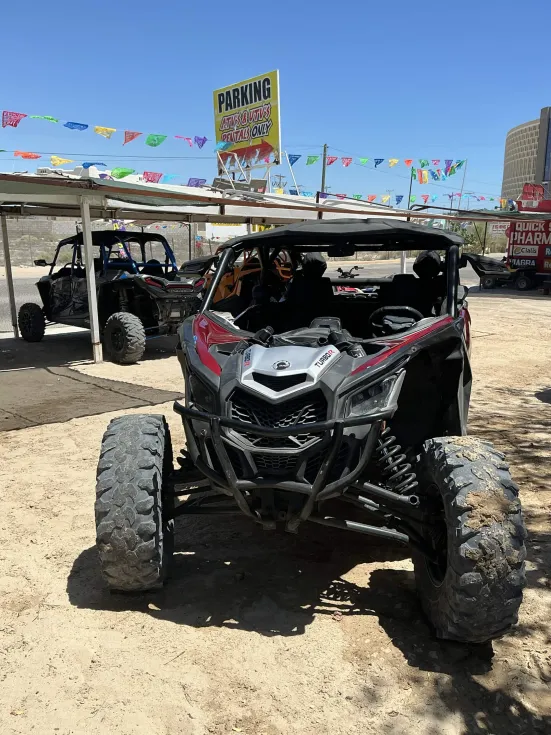 Red Can-Am side-by-side from the La Palapa fleet